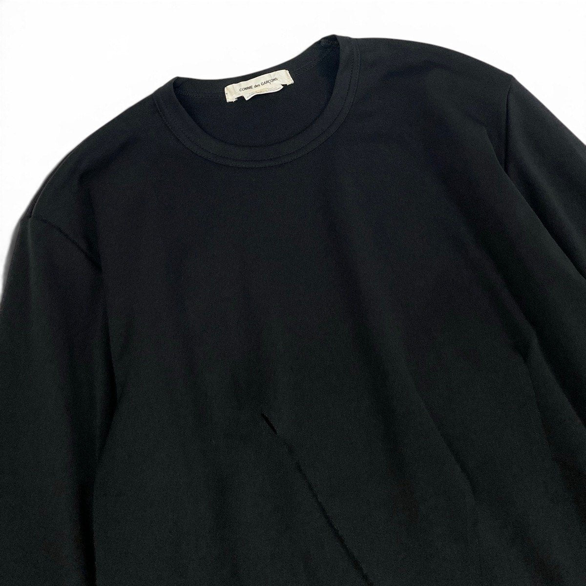 i3 COMME des GARCONS 変形カットソー カットデザイン トップス AD2024 日本製 Lサイズ ブラック ポリエステル100％ レディース 女性用u02t