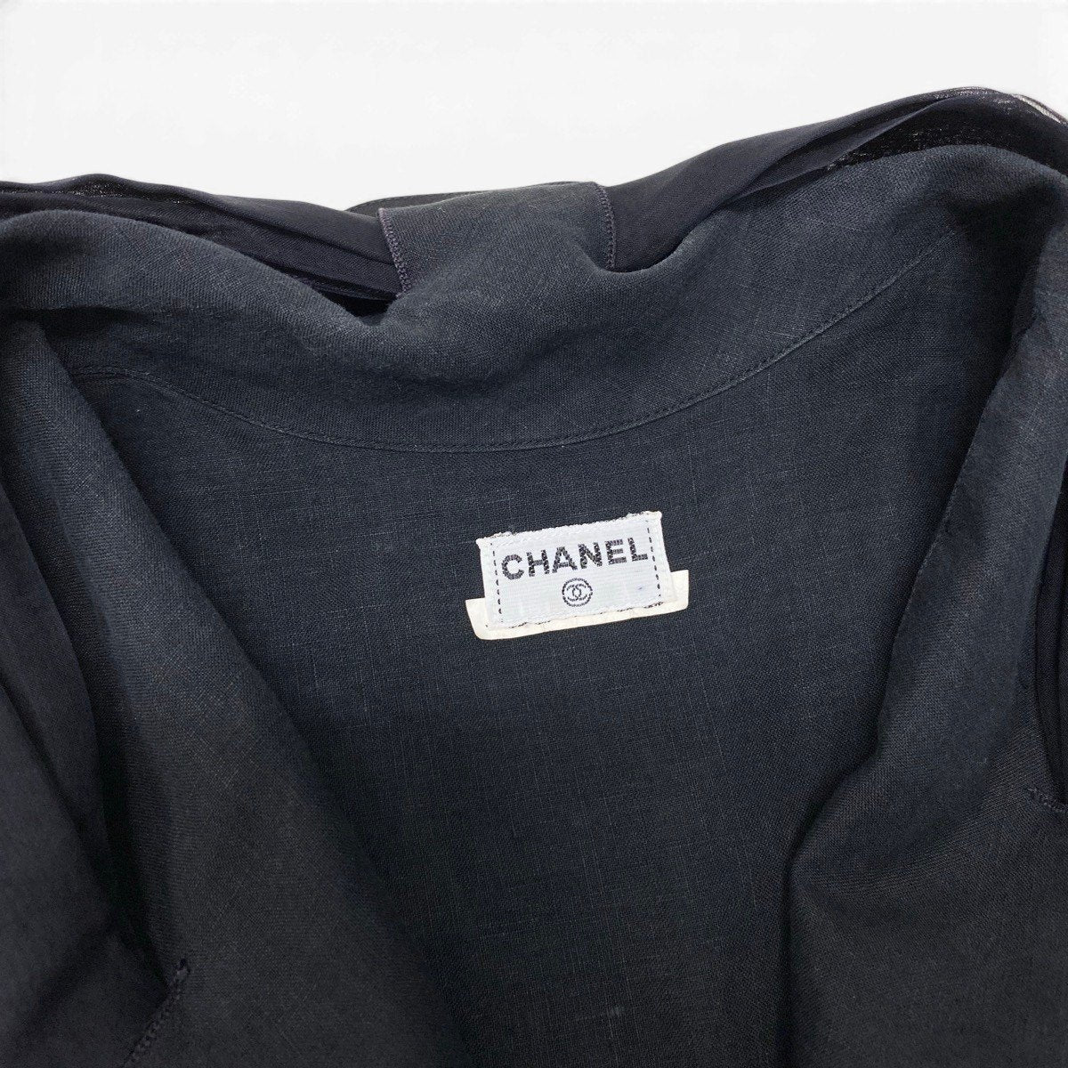Cg9 CHANEL 90's ボウタイブラウス ノースリーブカットソー ゴールドボタン ブラック レディース 女性用ta1
