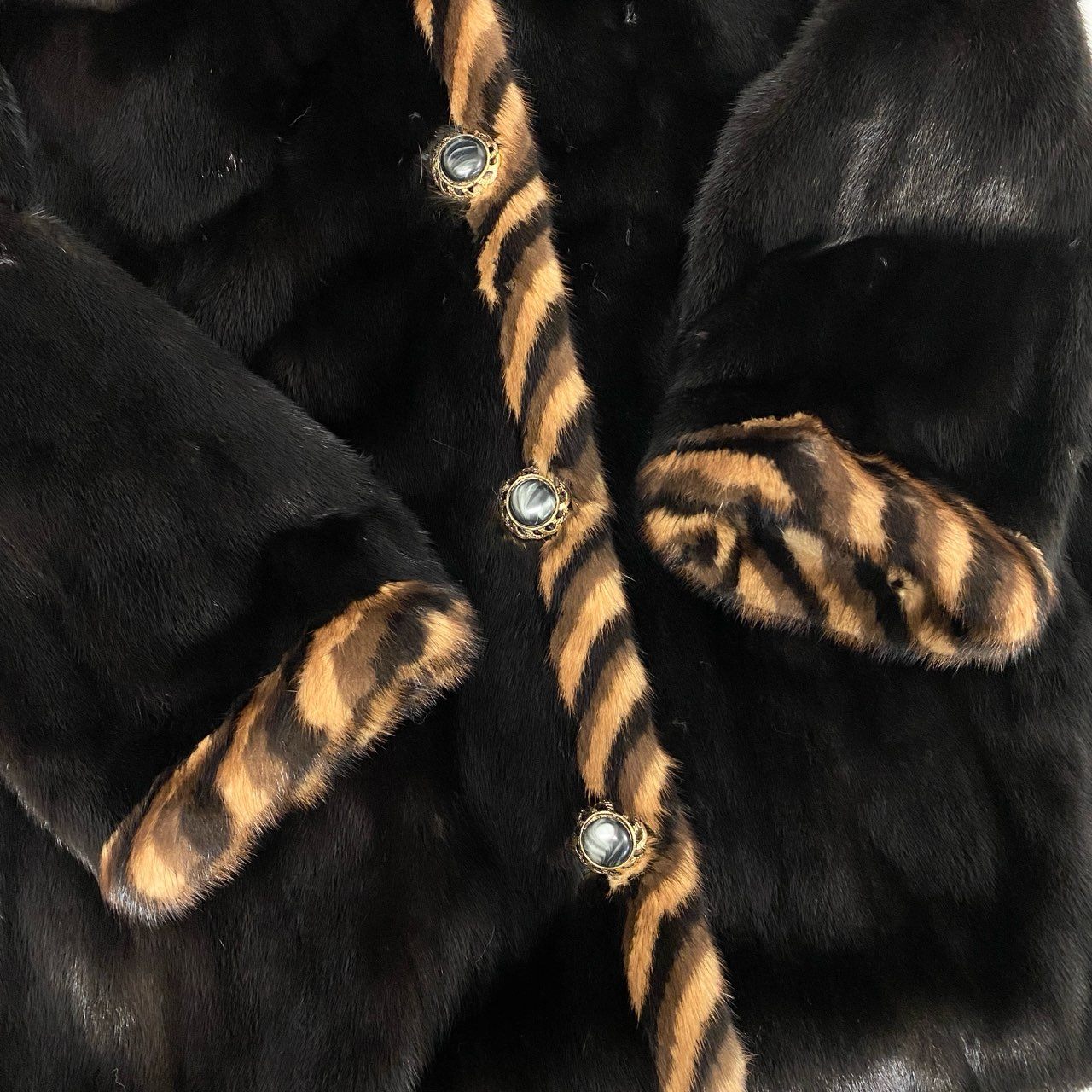 2b16 希少デザイン ダークミンク フード付き リバーシブルコート サイズ44 ブラウン 本毛皮 Mink Fur Coatt18r