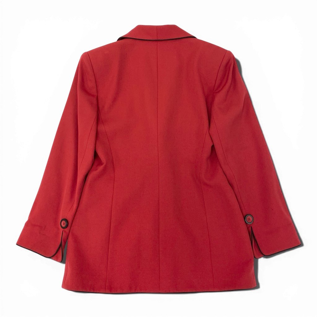 42a27 Christian Dior クリスチャンディオール Vintage テーラードジャケット ブレザー ダブルブレスト パイピング 9サイズ レッド ブラック レディース 女性用o07t