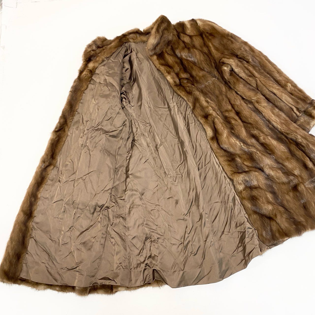 67a24 MOON BAT ムーンバット パステルミンク ロングコート サイズ9～11 茶系 本毛皮 Mink Fur Long Coat 毛質◎t18r