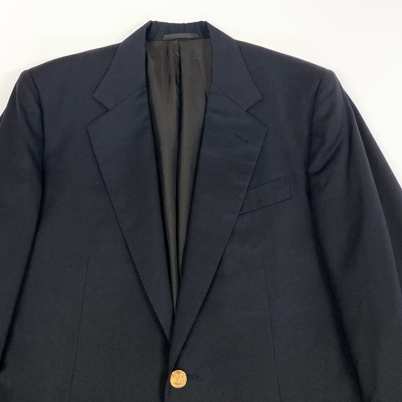 Md7 LOUIS VUITTON ルイヴィトン テーラードジャケット ウールジャケット ブレザー 金ボタン 48サイズ ネイビー ウール100％ メンズ 男性用o07t
