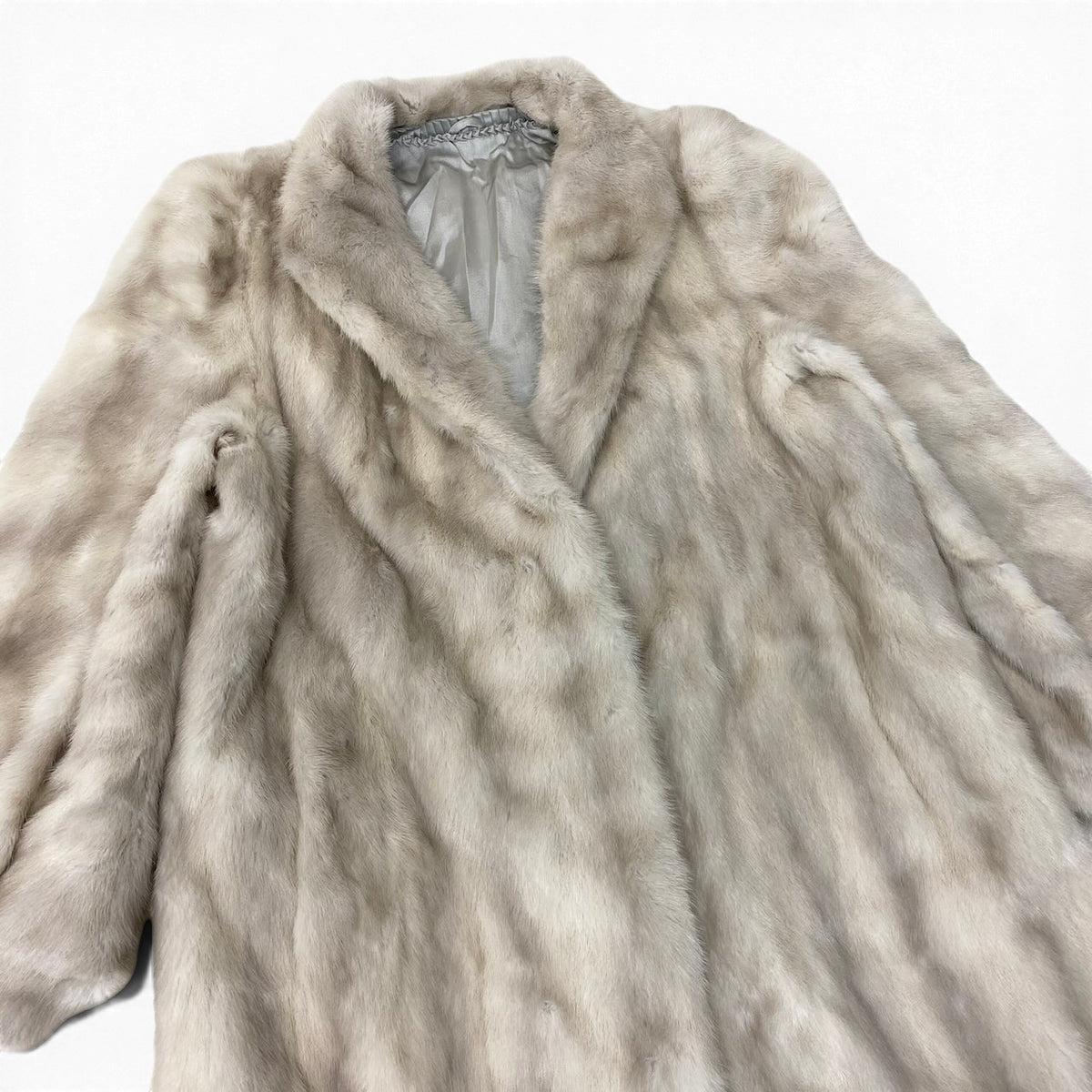 58i20 パールミンク 袖段 超ロングコート 丈110cm サイズ13 ホワイト 本毛皮 Pearl Mink Fur Long Coat リアルファーt18r