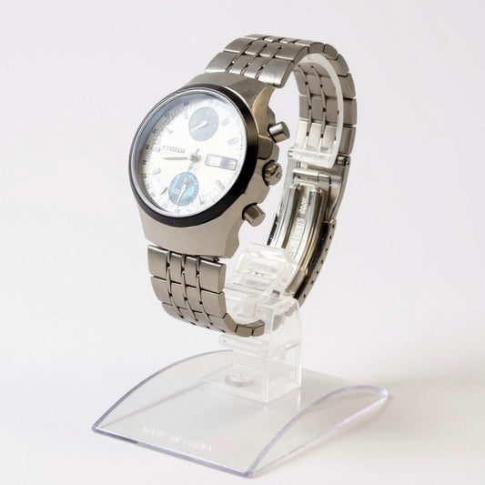 k16《可動》 CITIZEN シチズン 自動巻き クロノグラフ 腕時計 4-901169 シルバー 23石 AT チャレンジタイマーt18r