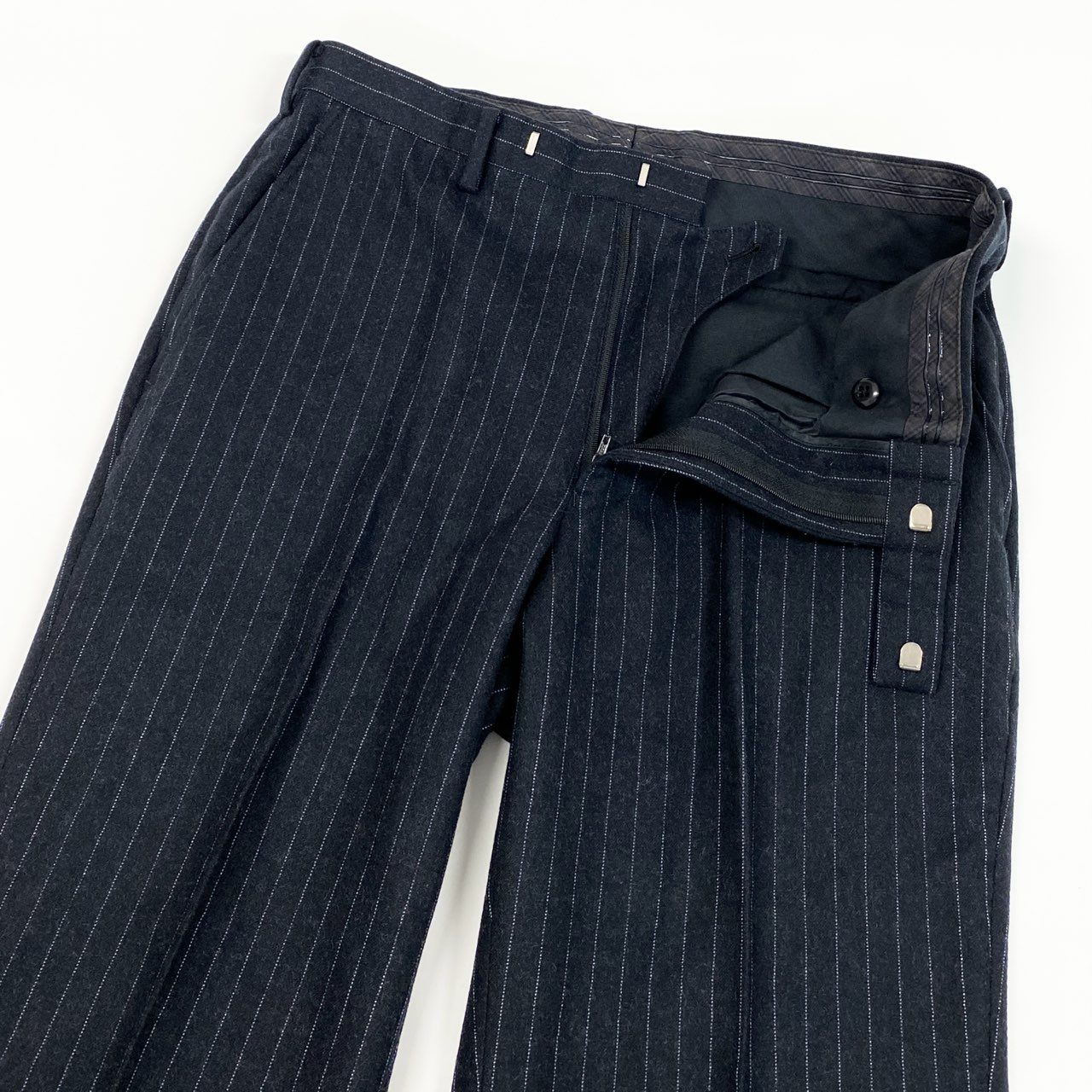 39d14 BURBERRY BLACK LABEL バーバリー ブラックレーベル ストライプスーツ セットアップ サイズ82-76-170 ブラック フォーマルt18r
