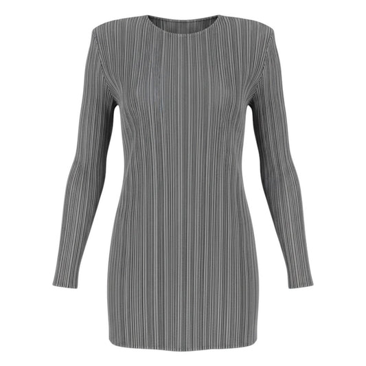 Ag10 【美品】 PLEATS PLEASE プリーツプリーズ ロングスリーブカットソー プリーツ加工 PP04-JK602 サイズ3 グレー ポリエステル100％ レディース 女性用u02tu02t