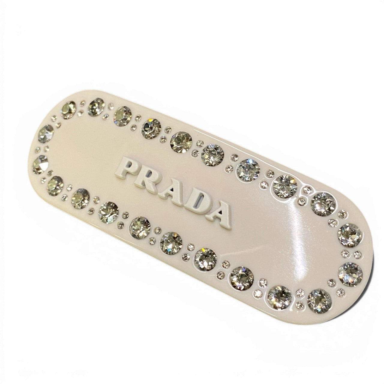 b16 PRADA logo barrette with rhinestonesta1