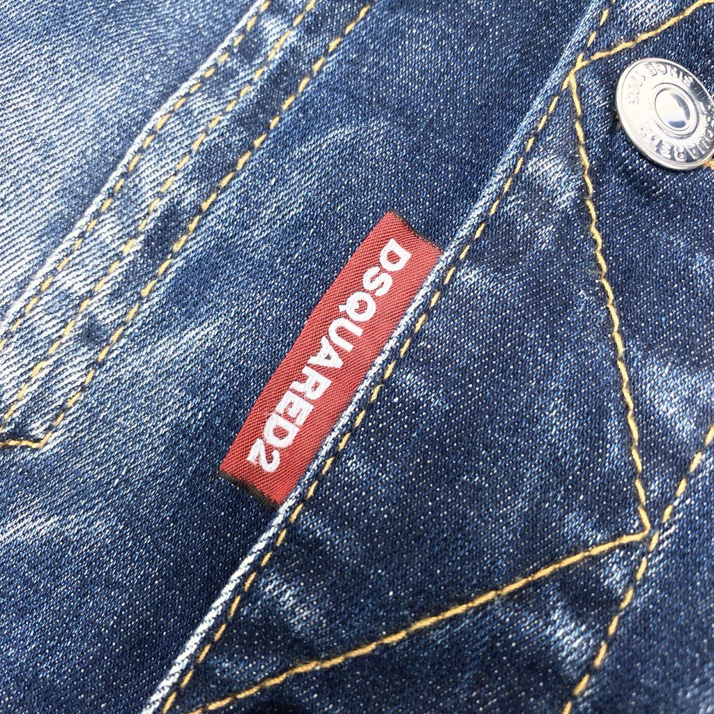 6a9 《美品》 DSQUARED2 ディースクエアード DAN JEAN JACKET デニムジャケット ダメージ加工 メンズ 紳士服 S74AM1231 S30789 46 インディゴブルーu02t