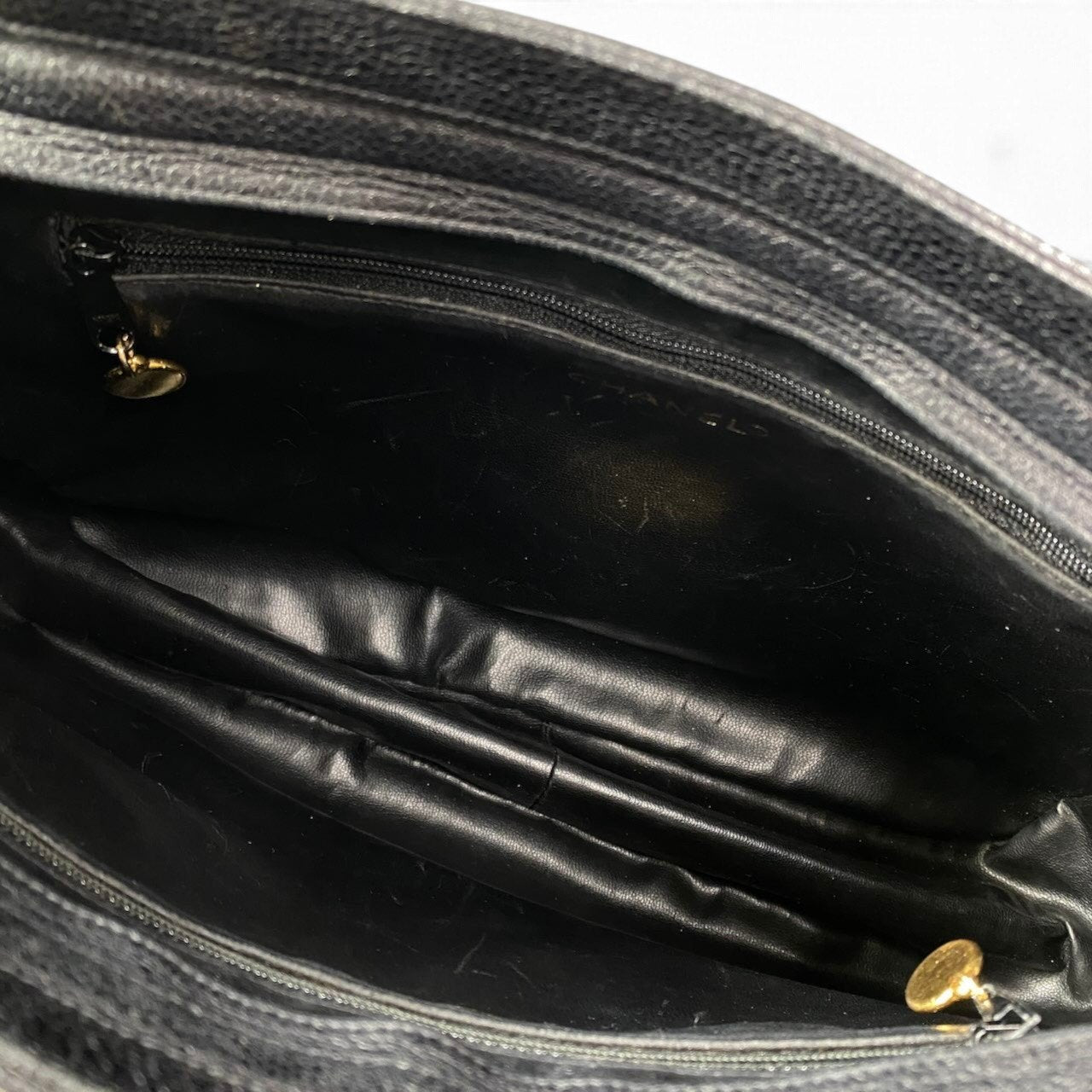 c18 CHANEL シャネル トリプルココマーク キャビアスキン ショルダーバッグ Caviar Skin Triple Coco Chain Shoulder Bag ブラック レザーt18r