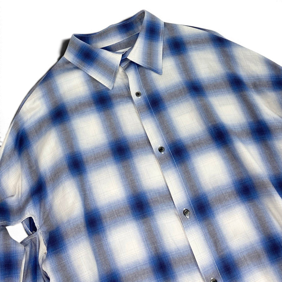 70g2 TENDER PERSON テンダーパーソン MUSUBI SHIRT ムスビシャツ デザインシャツ バックプリント チェック柄 GB-TO-4206 4 ブルー コットン100％ ユニセックス 男女兼用o07t