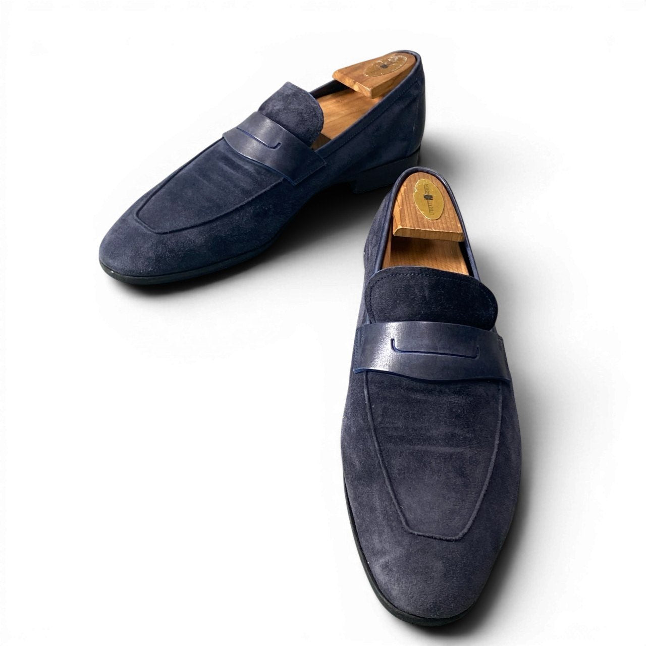 1d23 Berluti ベルルッティ Lorenzo ロレンツォ スエードローファー レザーシューズ サイズ8 ネイビー メンズ 紳士靴k02i