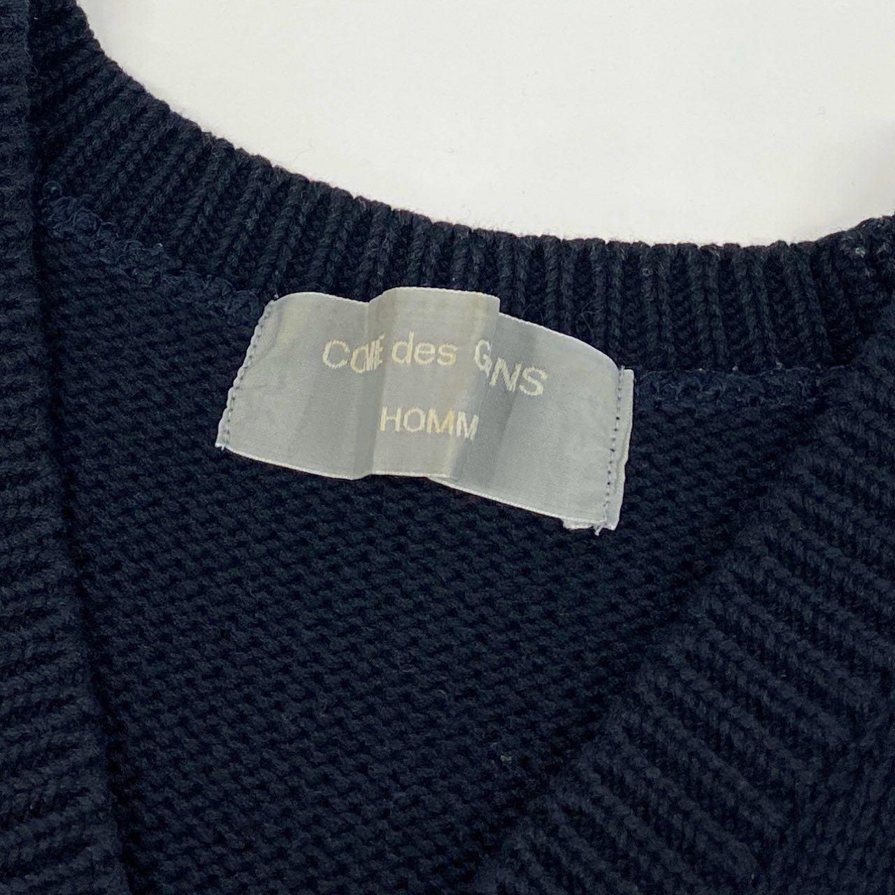 Ab20 COMME des GARCONS HOMME コムデギャルソンオム 田中オム ケーブル編み コットンニット セーター 度詰め ネイビー コットン 90su02t