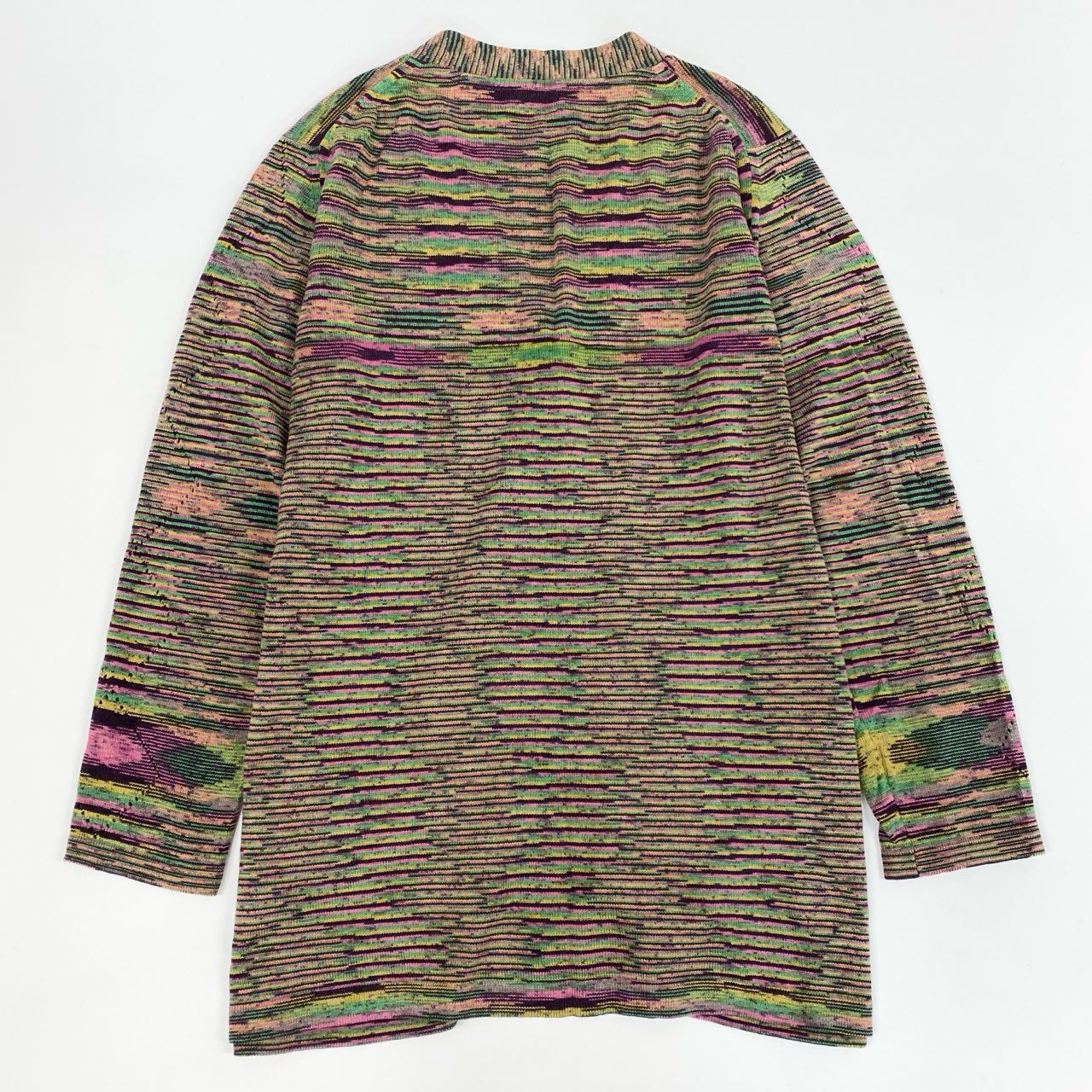 75j29 《美品》MISSONI ミッソーニ ニットカーディガン カシミヤ ボーダー Vネック イタリア製 72サイズ マルチカラー レディースu02t