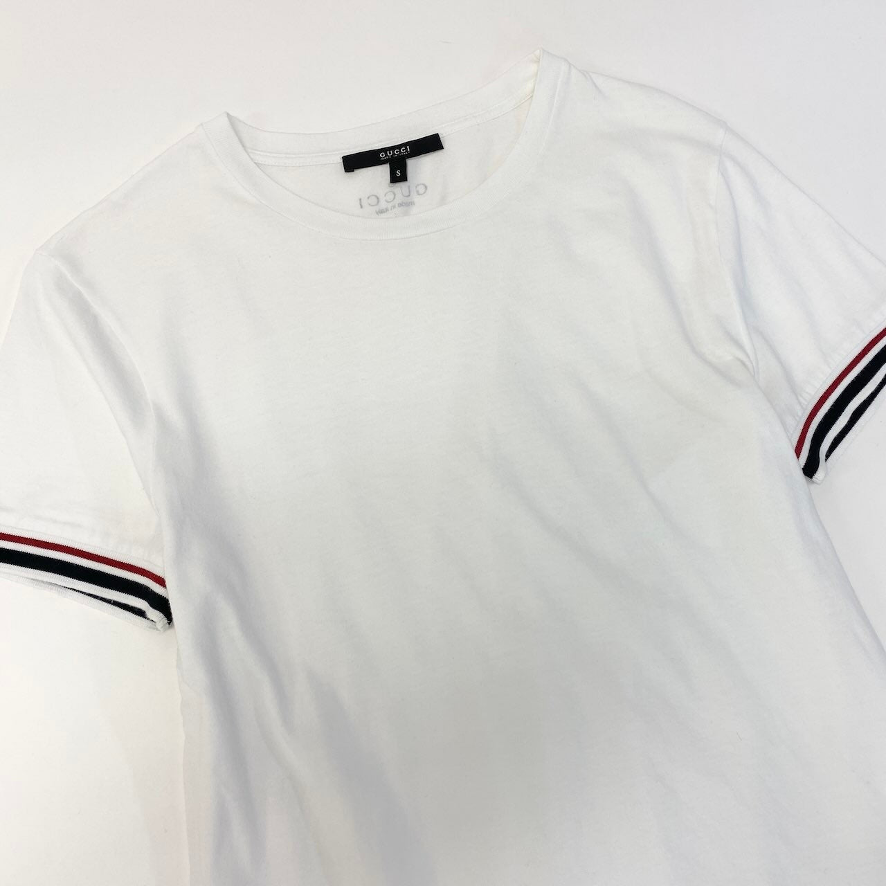 3d27 GUCCI グッチ 半袖Tシャツ クルーネック カットソー トップス サイズS ホワイト コットン100％ メンズ 紳士服u02t