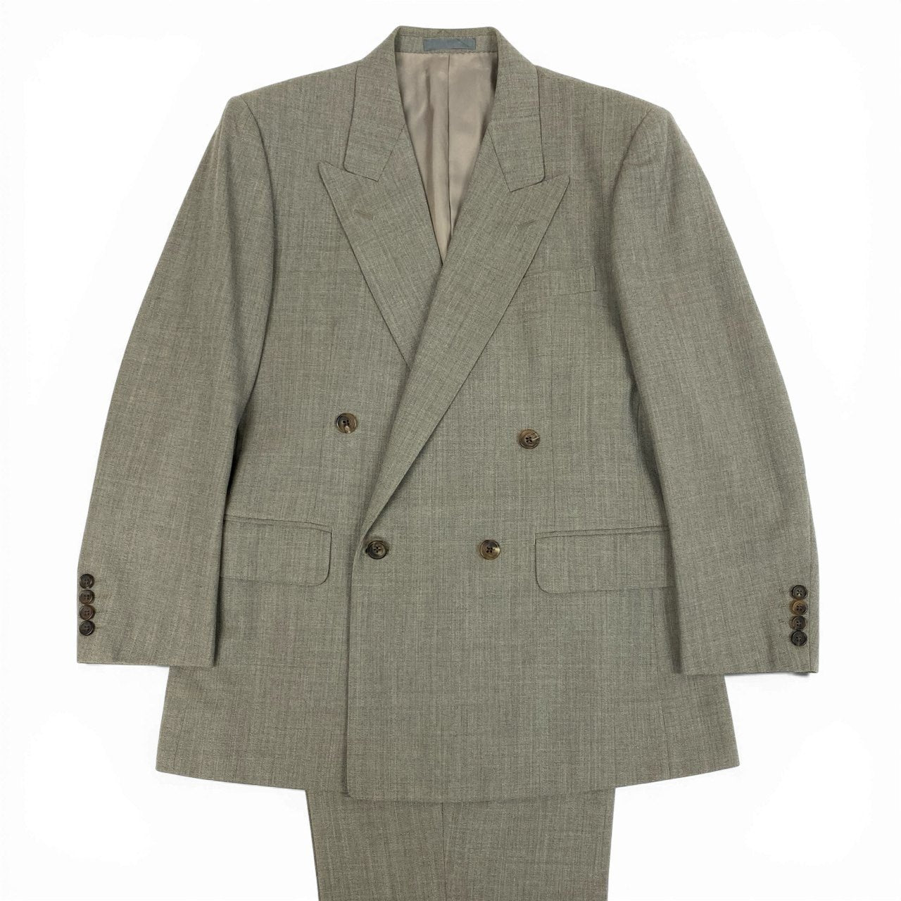 35d3 Burberrys バーバリーズ スーツセットアップ テーラードジャケット スラックス Mサイズ カーキグレー ウール100％ メンズ 男性用o07t