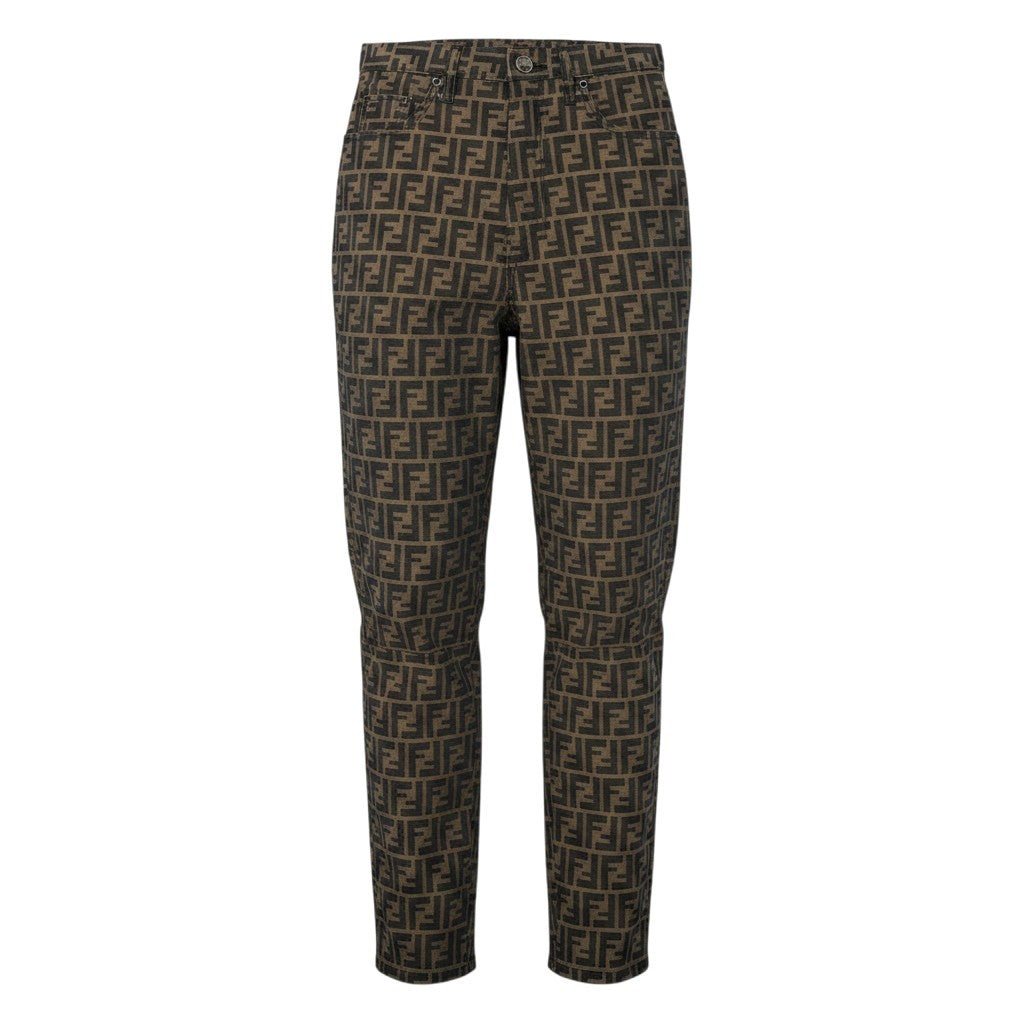 Ig6 FENDI ズッカ柄 スラックスパンツ ボトム イタリア製 W32 ブラウン系 メンズ 男性用u02t