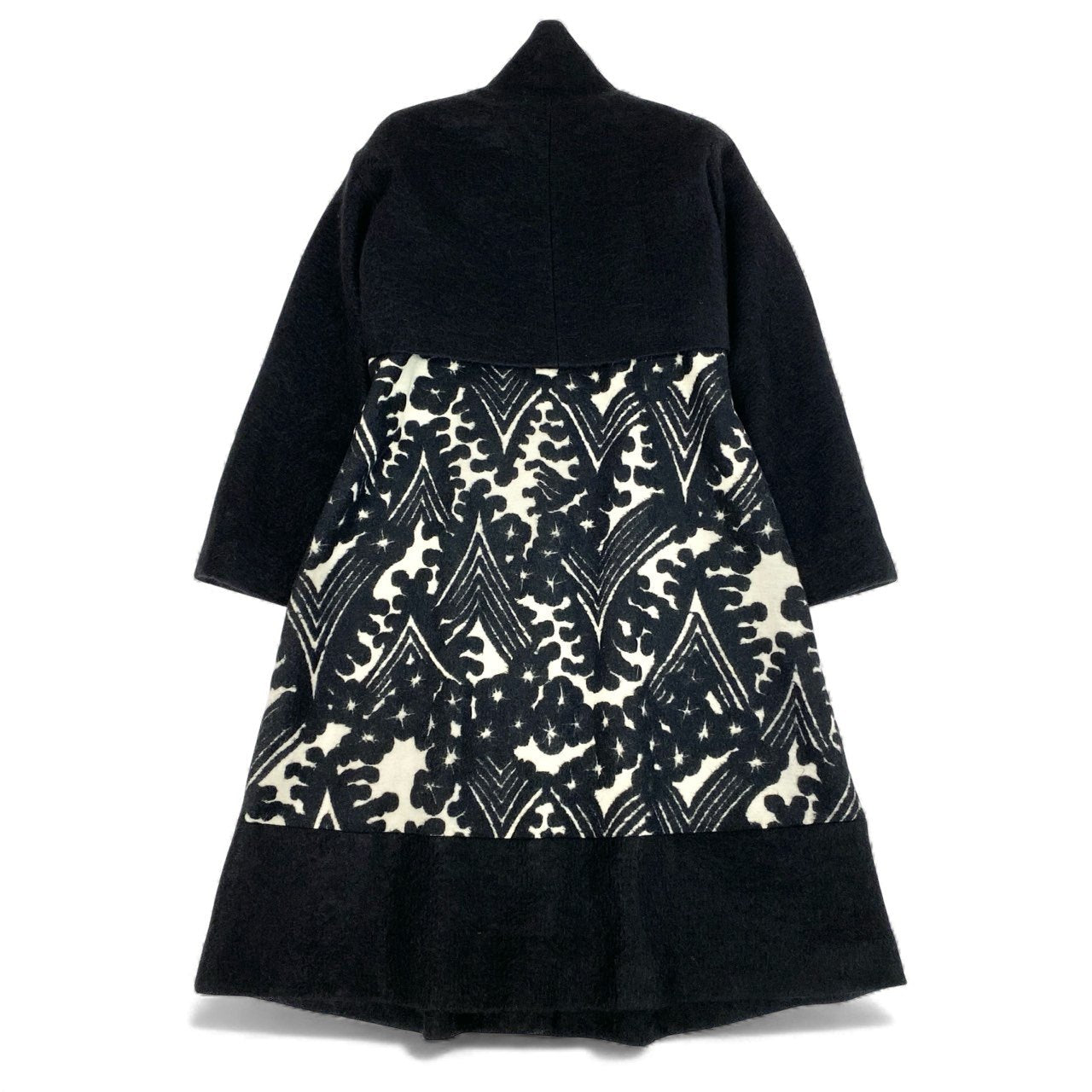 82k28 TOKUKO 1er VOL トクコプルミエヴォル ウールコート ロングコート ドッキングデザイン Aライン アウター 9 ブラック レディースu02t