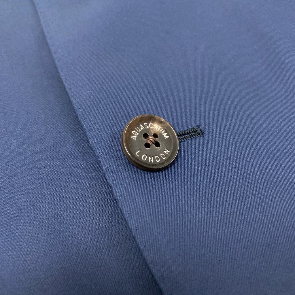 66a12 Aquascutum アクアスキュータム テーラードジャケット 背抜き シングル 2B フォーマル 無地 メンズ 紳士服 90A4 ネイビー コットン100％u02t