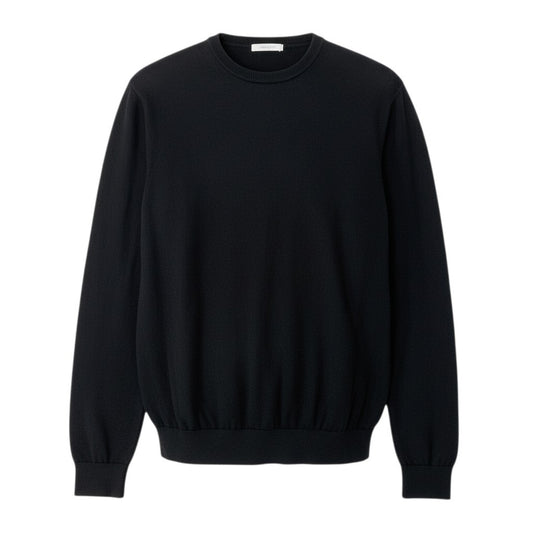 42c24 malo マーロ カシミヤニットセーター ロングスリーブニット トップス イタリア製 50サイズ ブラック カシミヤ100％ メンズ 男性用u02t