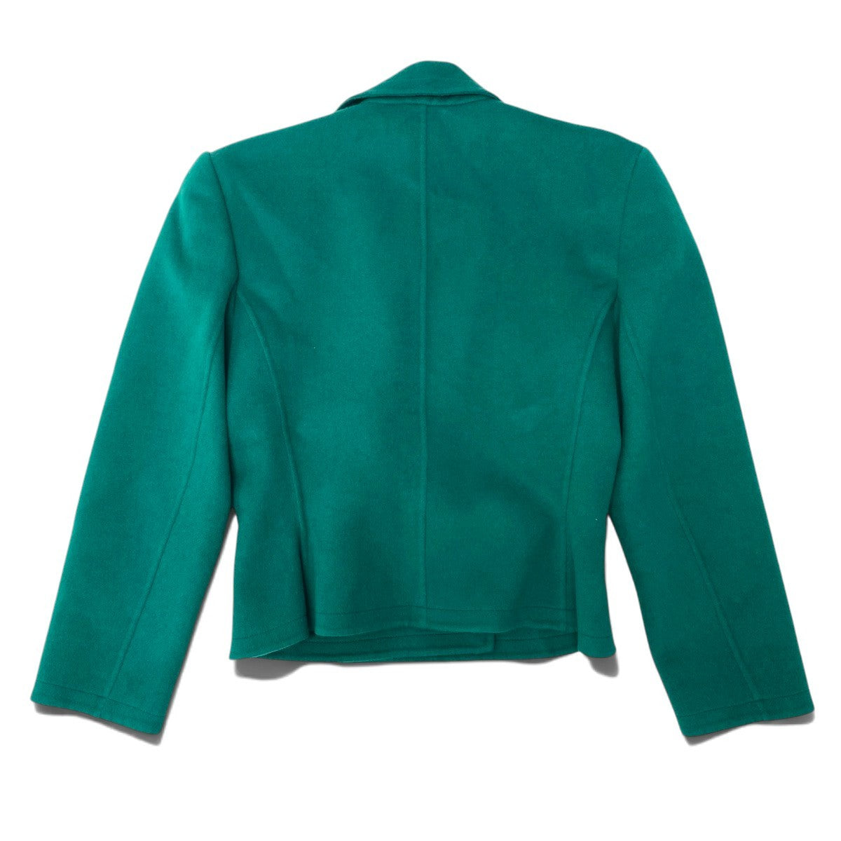 82i2 YVES SAINT LAURENT イヴサンローラン テーラードジャケット ダブルブレスト 金ボタン ウール混 サイズM グリーン レディースo07t