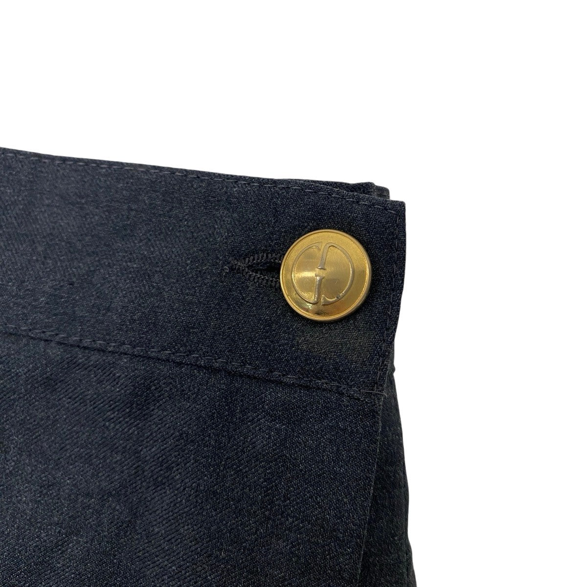 Ee28 GUCCI グッチ ヴィンテージ ラップスカート GG金ボタン サイズ42 ダークグレー ウール100％ レディース 女性服u02t