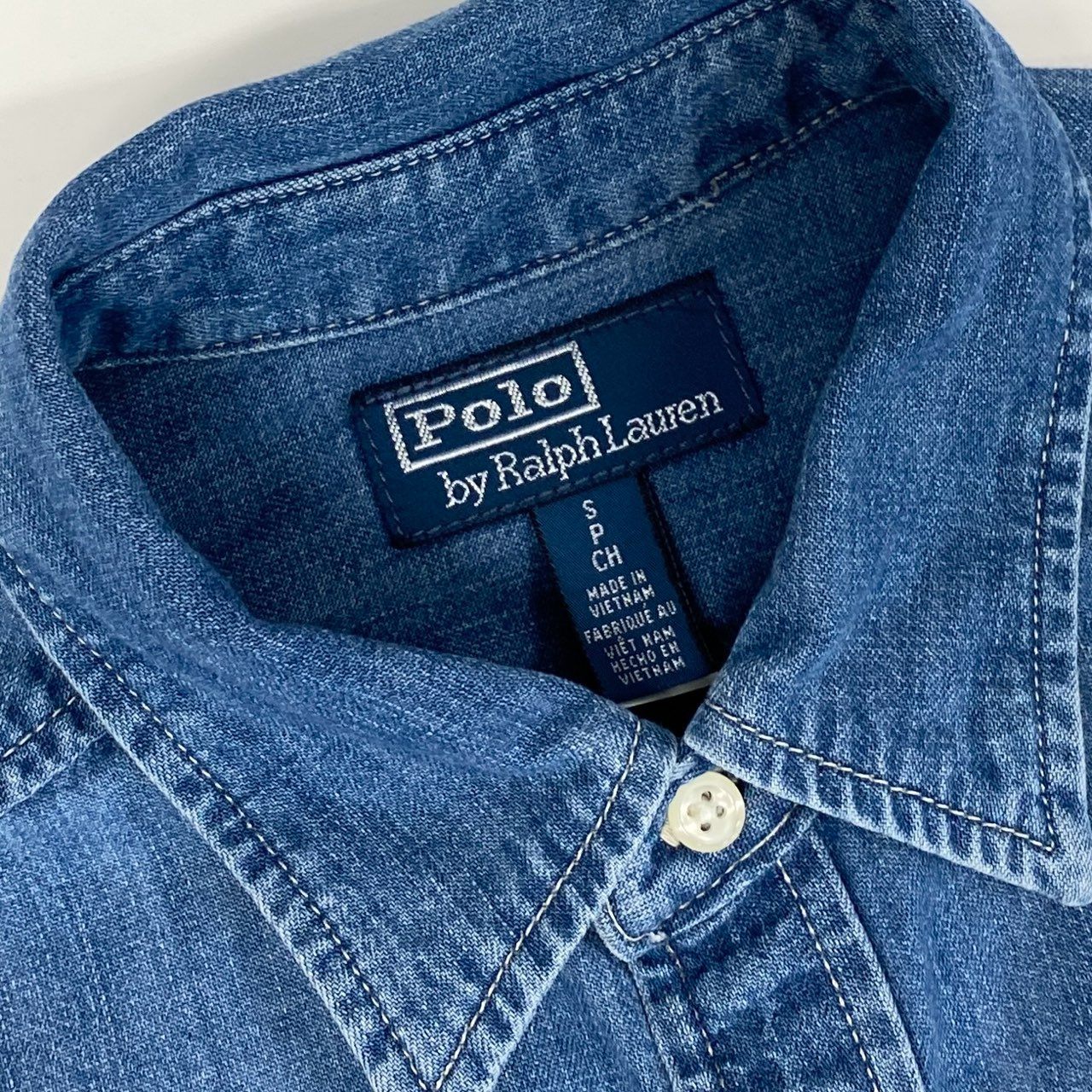 4i12 Polo by Ralph Lauren ポロ ラルフローレン オーバーサイズデニムシャツ 現行 定価35.200円 チュニック丈 長袖 レディース 女性用 S ブルー コットン100％u02t