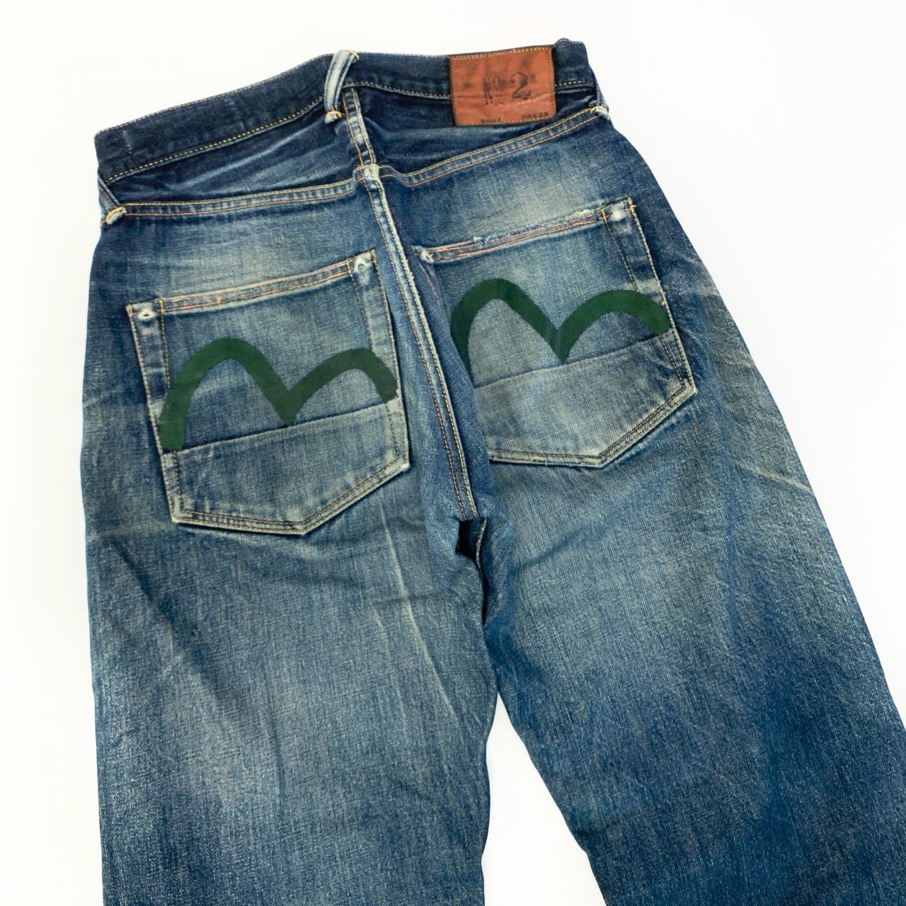60c6 EVISU エヴィス No2 カモメ デニムパンツ サイズ30 インディゴ グリーン ジーンズ DENIM PANTSt18r