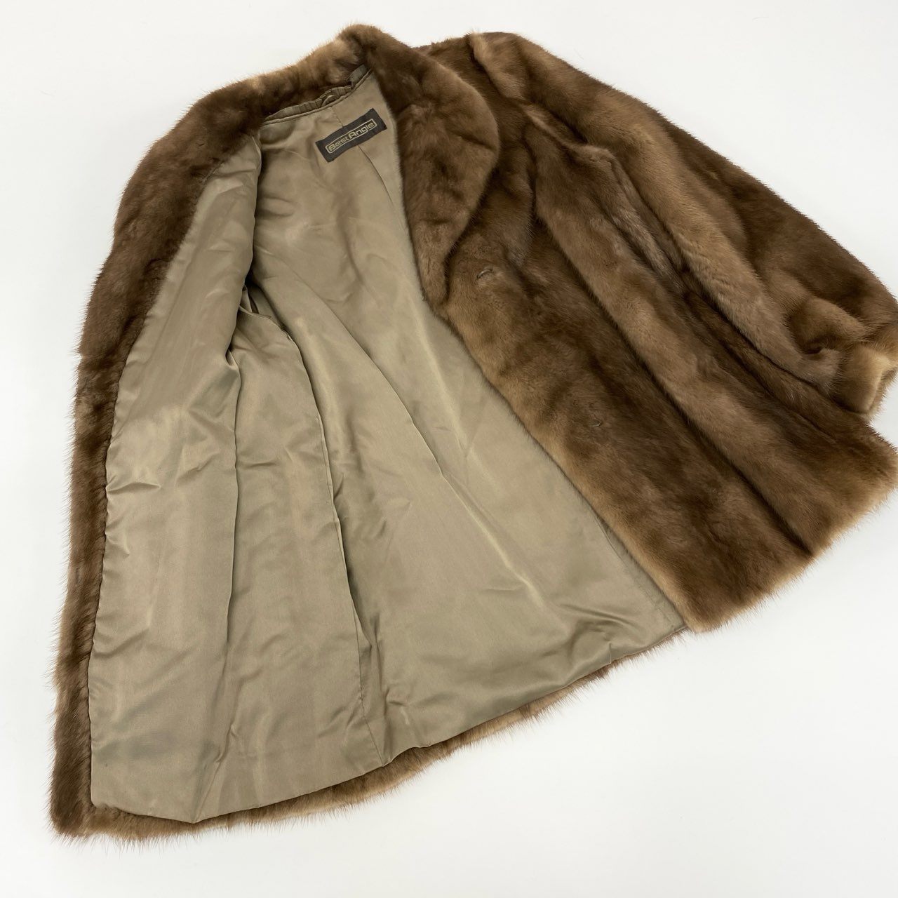 6L16 Best Angle パステルミンク ファーコート サイズ11号 茶系 本毛皮 MINK FUR ポケット有t18r
