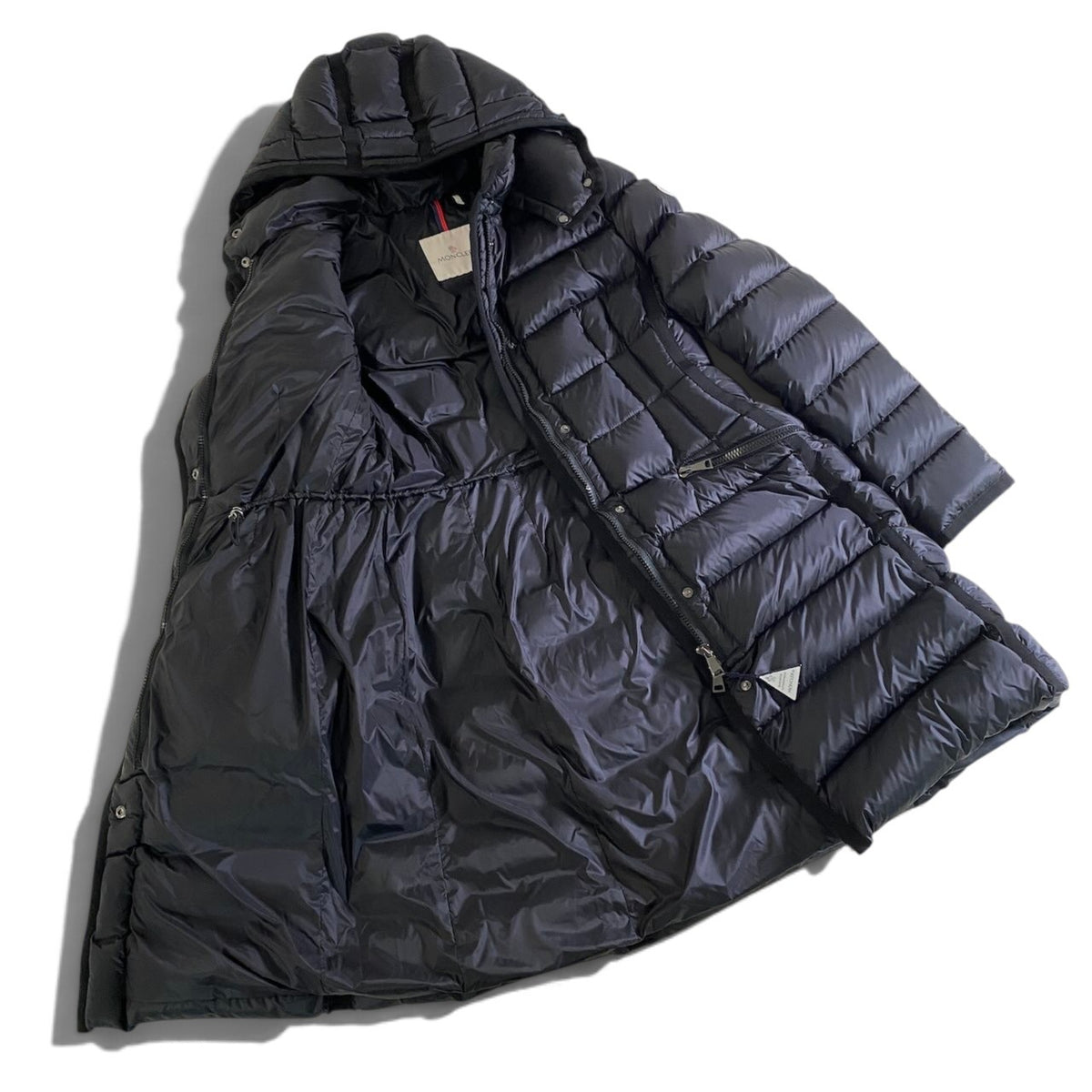 34j26 《未使用保管品》 MONCLER モンクレール HERMINE エルミンヌ Aライン ダウンコート Size 2 ブラック フード着脱可t18r