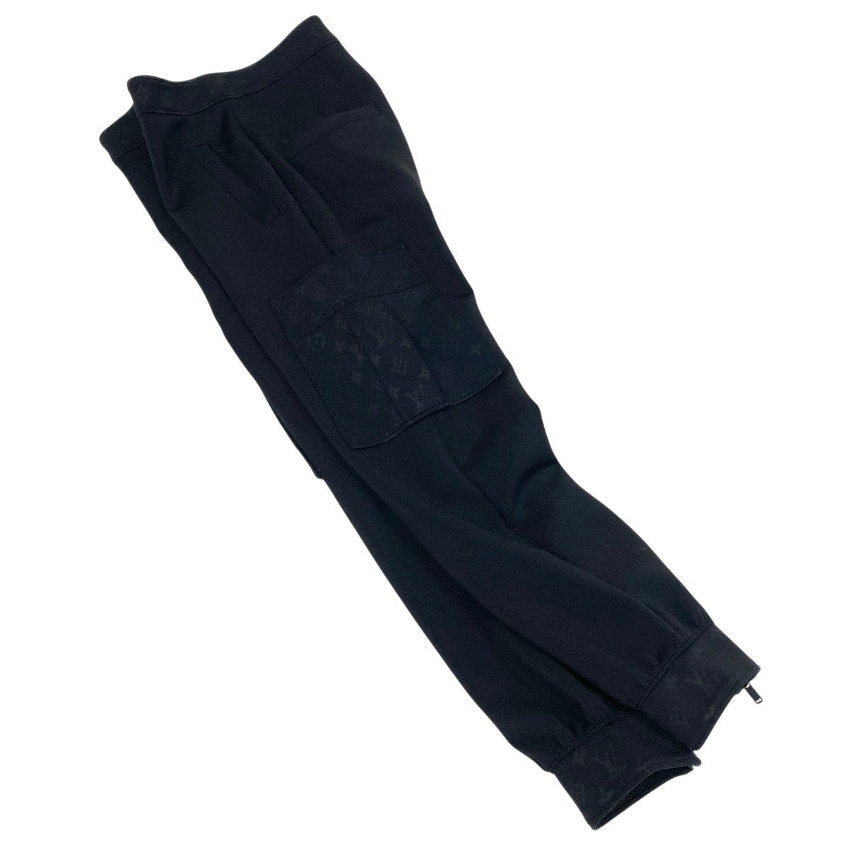 h17 定価￥314,600 LOUIS VUITTON ルイヴィトン モノグラム ディティールカーゴパンツ Monogram Detail Cargo Pants size 38 ブラックt18r