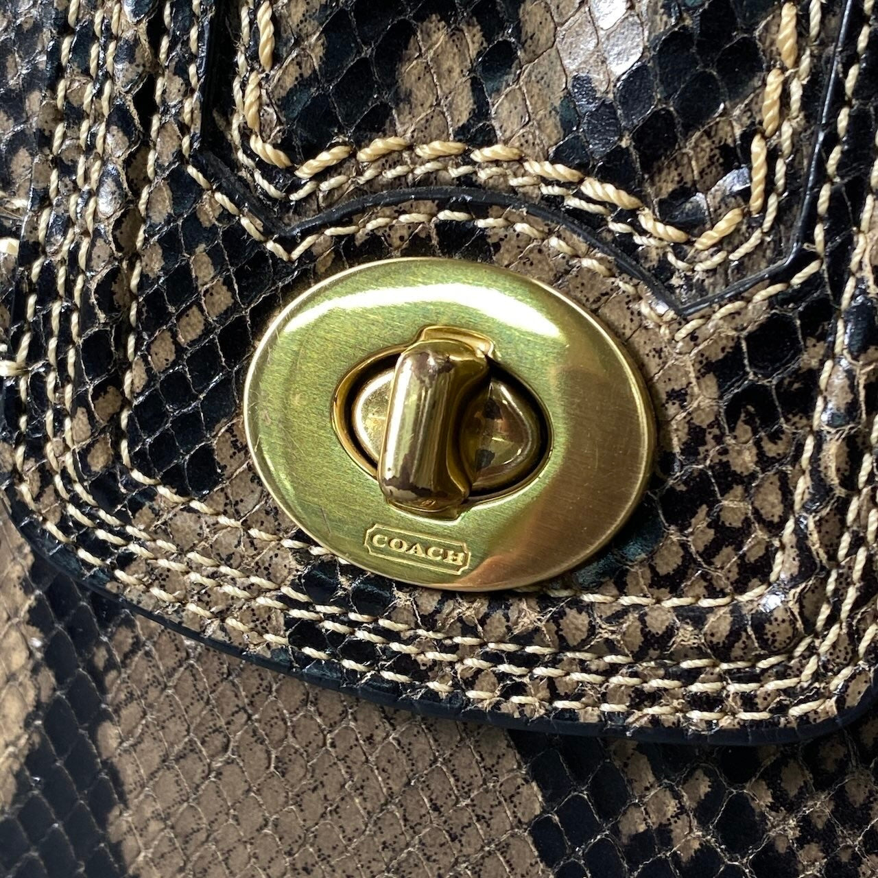 h11 COACH コーチ ミランダプリンテッド パイソンサッチェル ハンドバッグ Hampton Miranda Python Satchel Handbag 11089t18r