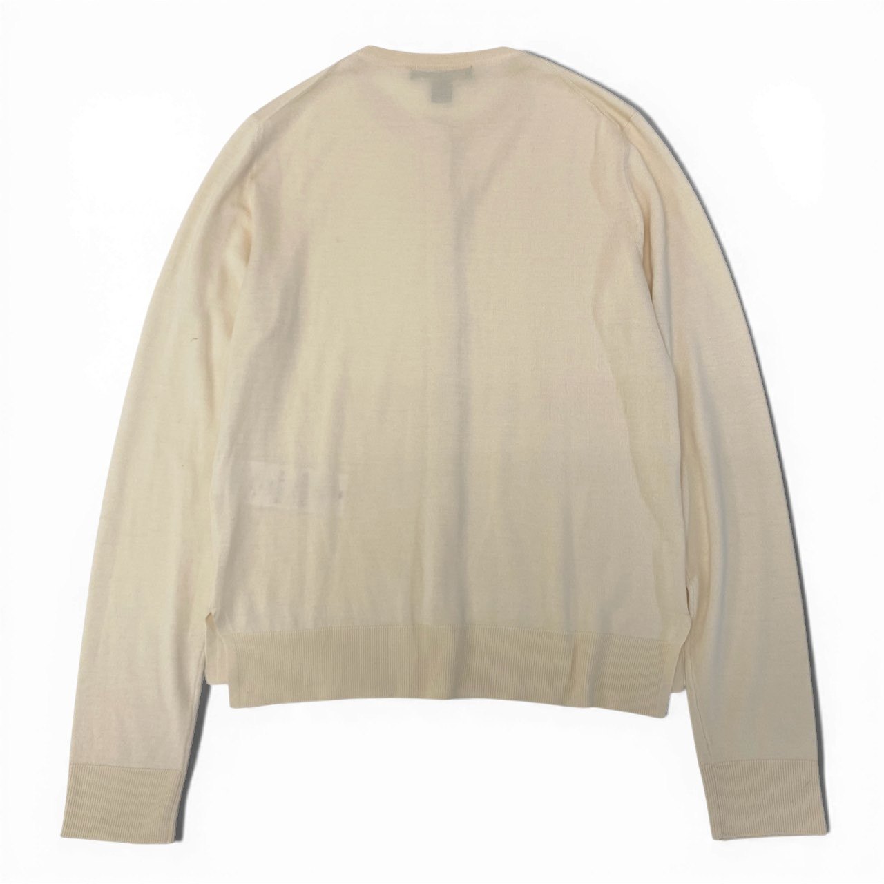 38a16 LOUIS VUITTON ルイヴィトン ロゴ入り金ボタン ハイゲージ ニットカーディガン 薄手カーディガン サイズXS アイボリー レディース トップスk02i