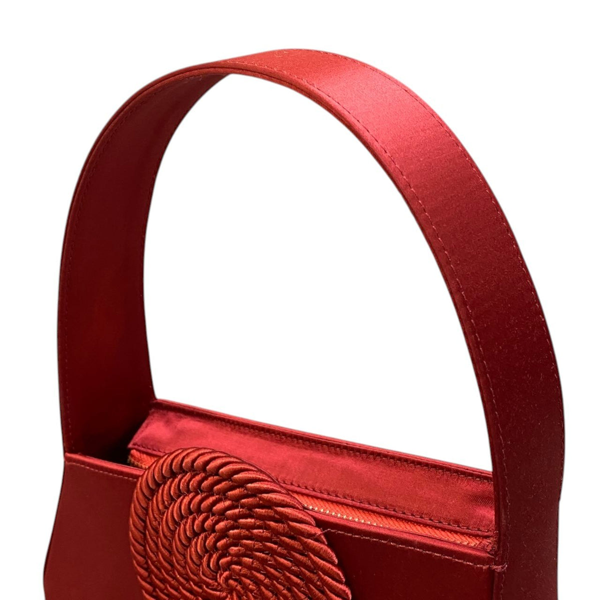 Bj2 【新品保管品】DESTREE デストレー ALBERT SMALL PASSEMENTERIE サテン ハンドバッグ レッド レディース 女性用u02t