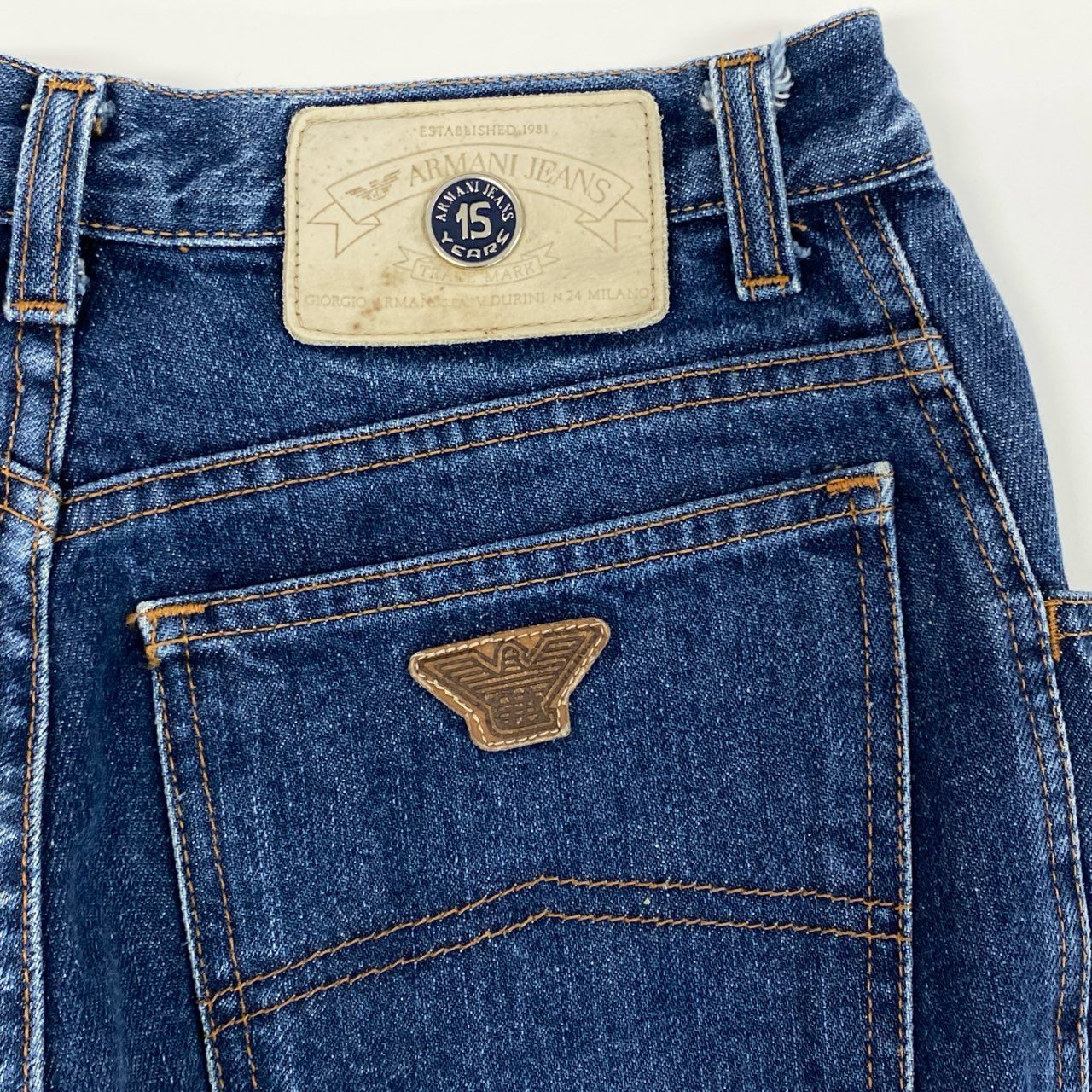 75j29 ARMANI JEANS アルマーニジーンズ デニムパンツ  ボトム ジップフライ イタリア製 29サイズ インディゴ メンズu02t