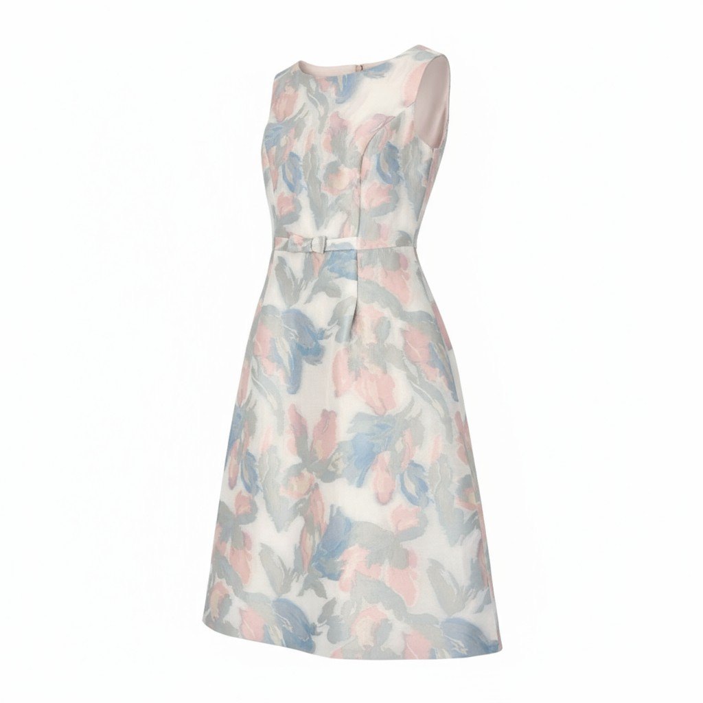 47k5 TOCCA トッカ MOONLIGHT ムーンライトドレス 22aw ジャガード ノースリーブワンピース 花柄 洗える○ レディース 女性用 OPTOSS0310 2 サックスブルー系o07t