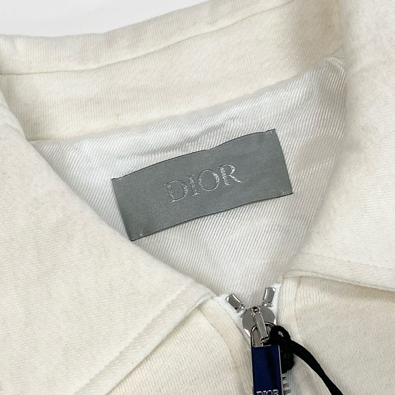 20a14 【タグ付】 Dior ディオール ダブルジップ コットンジャケット ブルゾン 胸元刺繍  メンズ 紳士服 243J432A0802 M オフホワイト系o07t