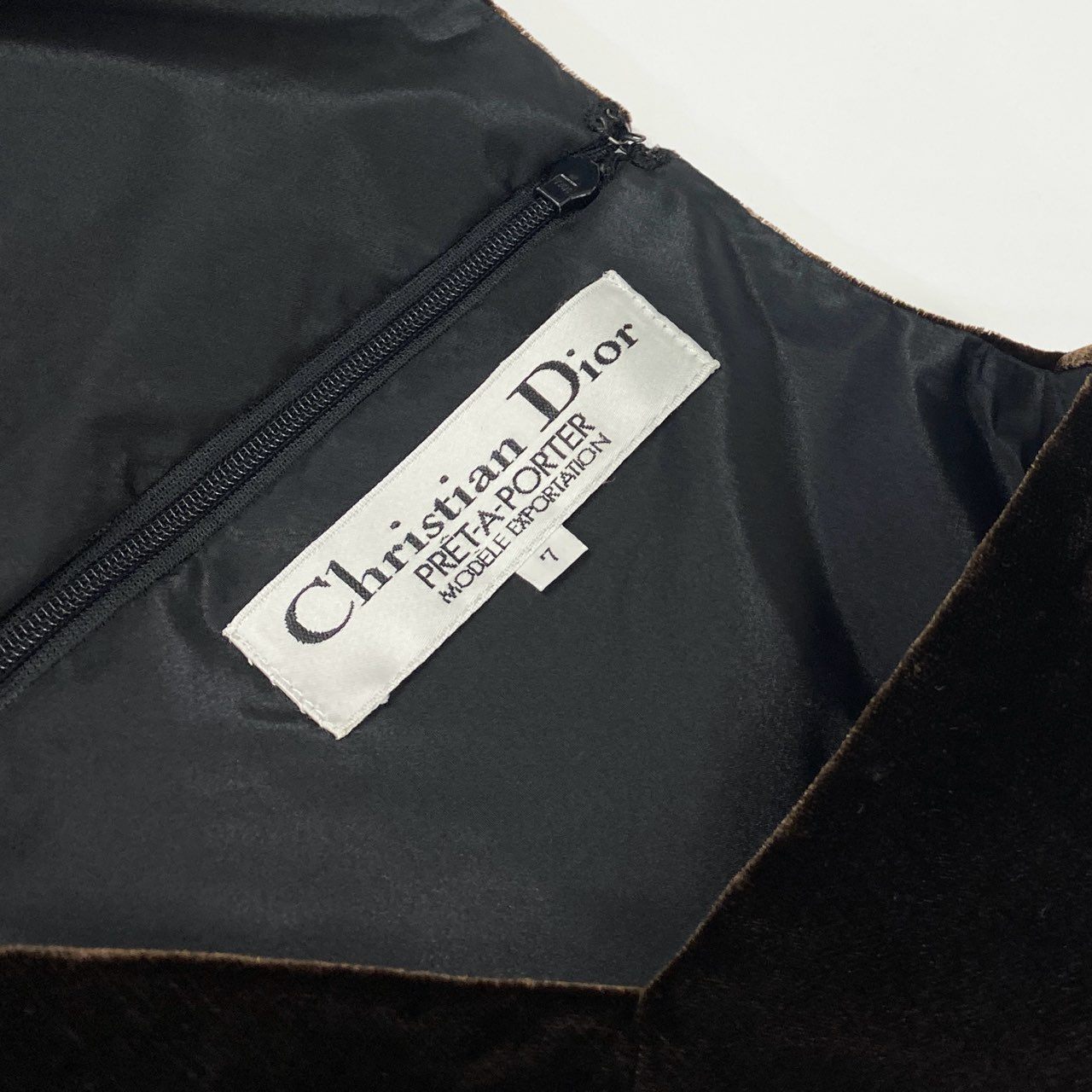 67b3 Vintage Christian Dior ヴィンテージ クリスチャンディオール ベルベット カクテルドレス ワンピース Velvet Cocktail Dress 7 ブラウン レディースo07t