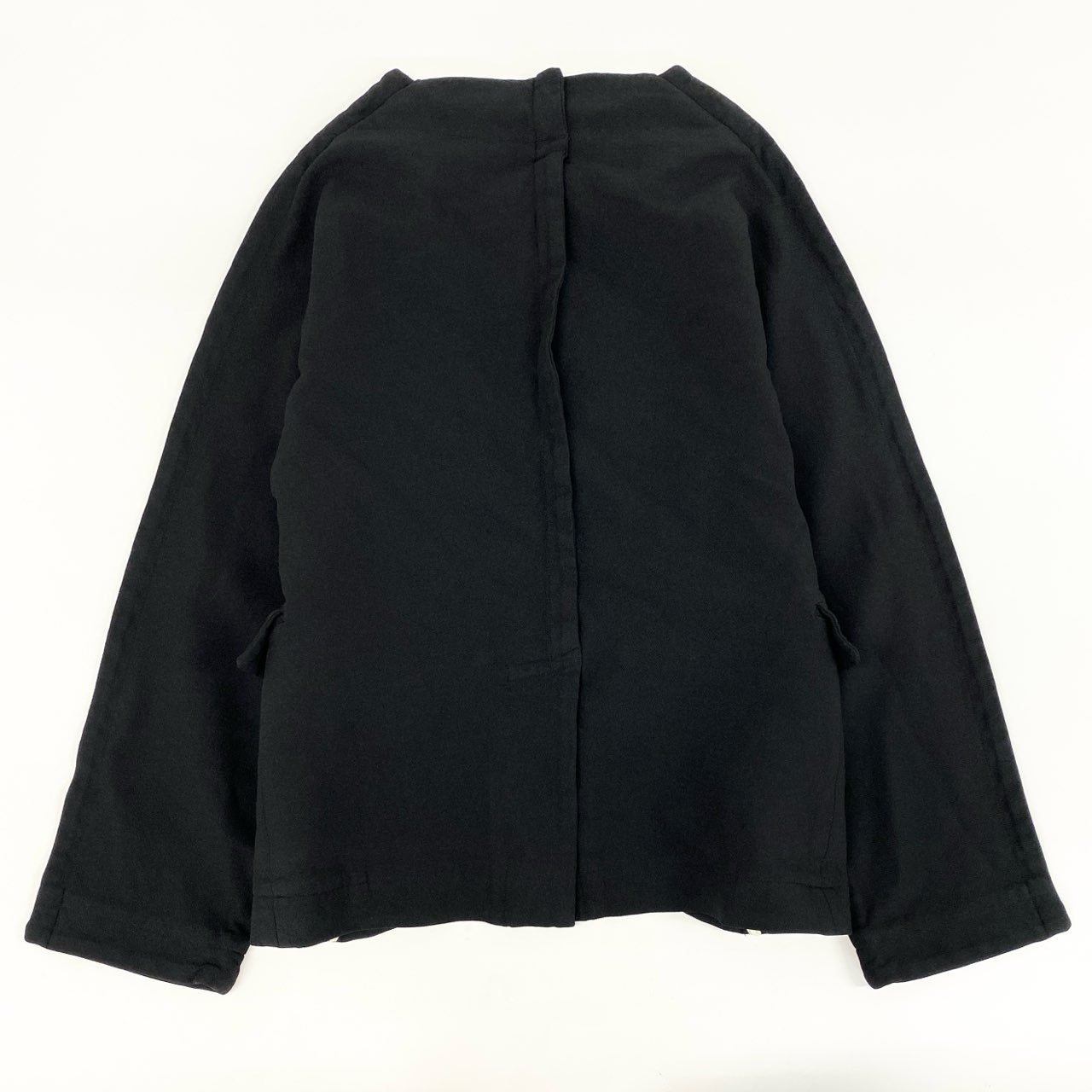 31i8 COMME des GARCONS  コムデギャルソン 日本製 縮絨 丸襟 インサイドアウト ジャケット Mサイズ ブラック レディースo07t