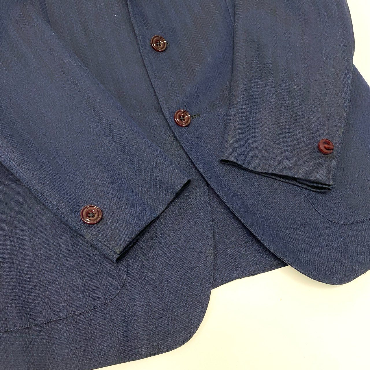 53b22 ernesto エルネスト テーラードジャケット アンコンジャケット ヘリンボーン サイズ46 ネイビー メンズ イタリア製u02t
