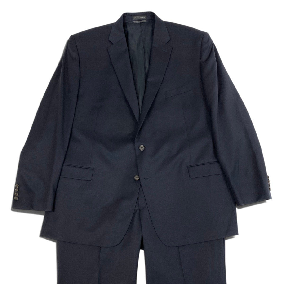 62j5 【美品】LAUREN RALPH LAUREN ローレンラルフローレン 大きいサイズ スーツセットアップ テーラードジャケット スラックスパンツ 50Lサイズ ネイビー ウール100％ メンズ 男性用u02t