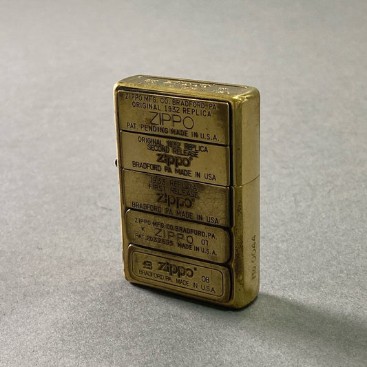 8f11  《希少》 ZIPPO ジッポ 限定品 歴代ボトムメタル オイルライター ゴールド No.0044 Vintage 喫煙具
