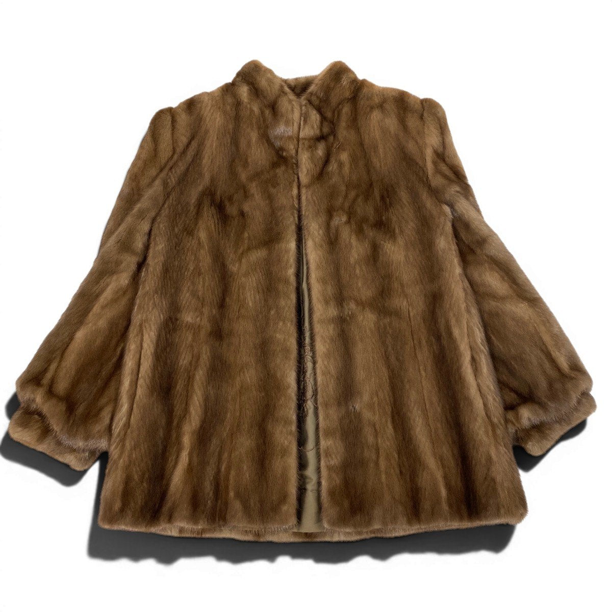 46f11 毛皮コート ミンクファー デミバフミンク 最高級毛皮 裏地刺繍 MINK FUR サイズ13 ブラウン レディースu02t