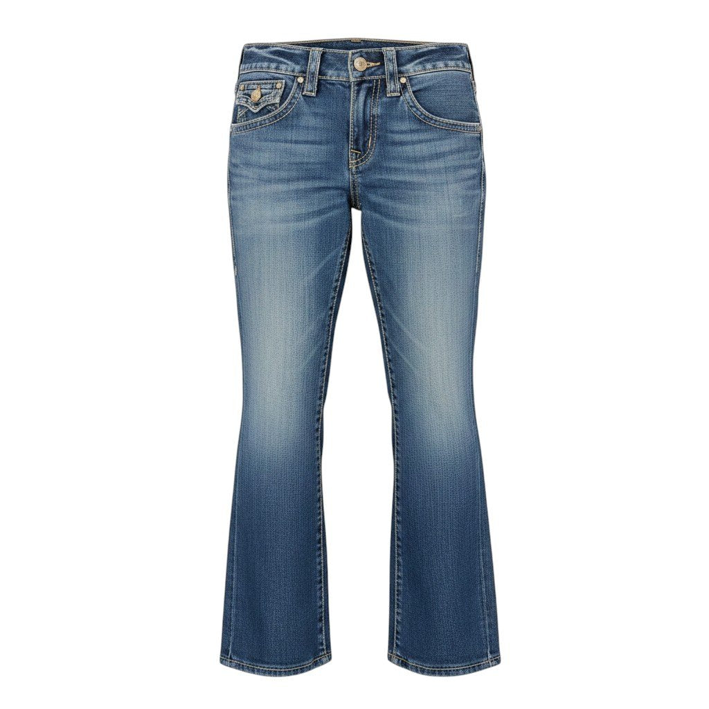 55d30 TRUE RELIGION トゥルーレリジョン 米国製 JOEY BIG T フレアデニム ブーツカット ラインストーン SEAT34 インディゴ コットン100％ メンズ 紳士服u02t