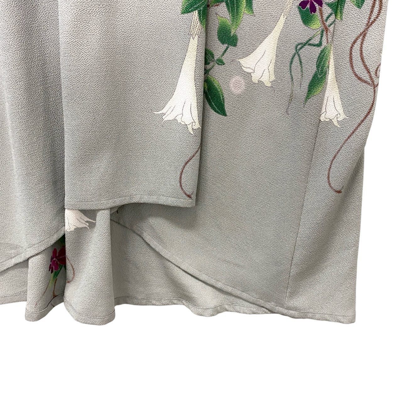 5c3 【美品】 SHISENDO TOMO COLLECTION 詩仙堂 ノースリーブワンピース 花柄プリント ハイネック ちりめん レディース 女性服 ライトグレー ポリエステル100％u02t