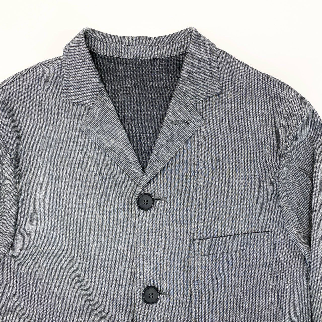 61k28 GIORGIO ARMANI ジョルジオアルマーニ 薄手ジャケット  ロング丈ジャケット リネン混紡 48 グレー ブルー メンズu02t