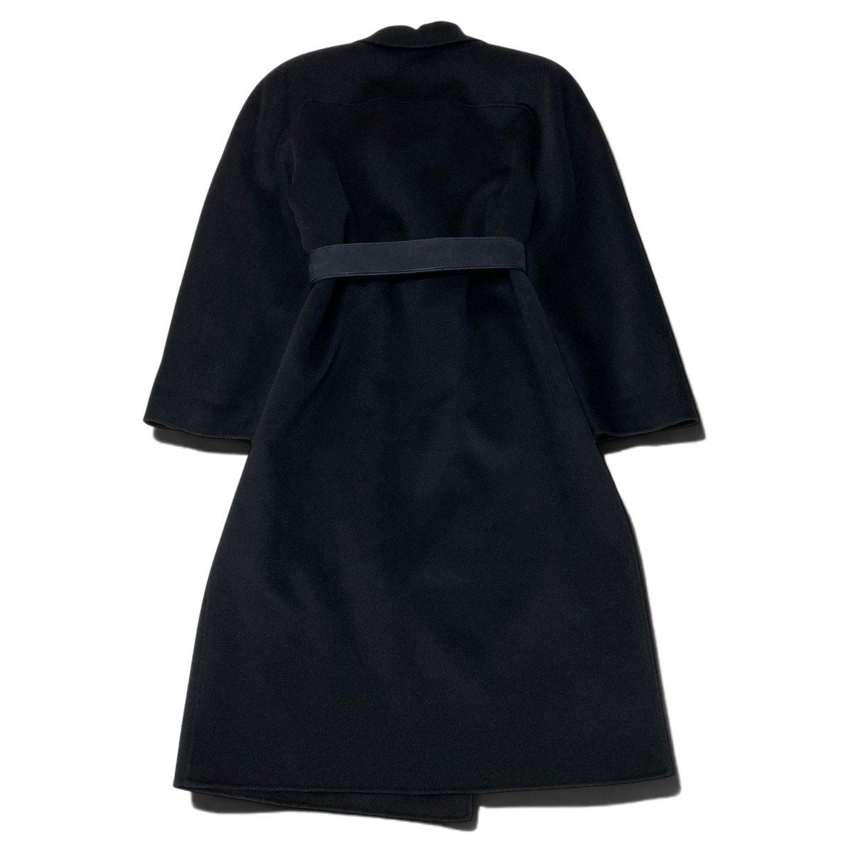 42h18 GRES グレ Loro Piana ロロピアーナ生地 ロングコート カシミヤコート イタリア製 金ボタン 総カシミア ベルト 44 ブラック カシミヤ100％ レディース 女性用u02t