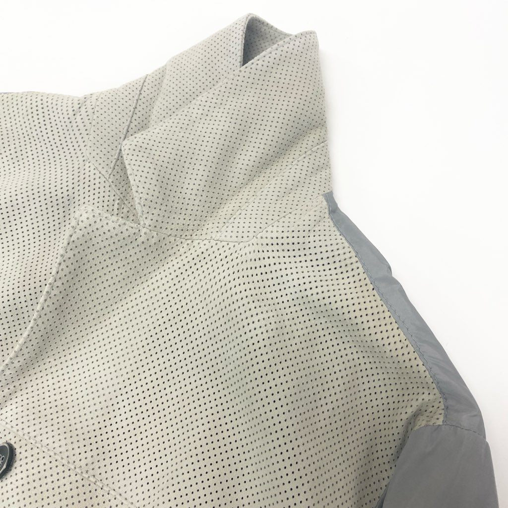 40l25 EMMETI エンメティ パンチングレザー ジャケット シャツ ナイロン 異素材 山羊革 46サイズ アイボリー グレー メンズo07t