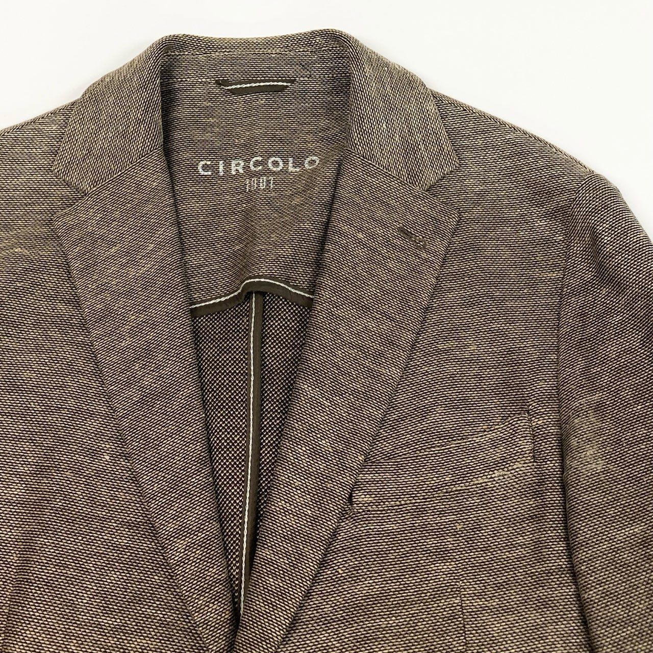 22a23 CIRCOLO 1901 チルコロ テーラードジャケット アンコンジャケット ジャージー生地 48 ブラウン系 メンズu02t