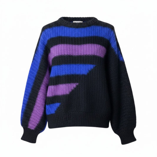 92h3 Christian Dior クリスチャンディオール ドルマンスリーブ ニットセーター ローゲージニット ブラック ブルー パープル レディースo07t