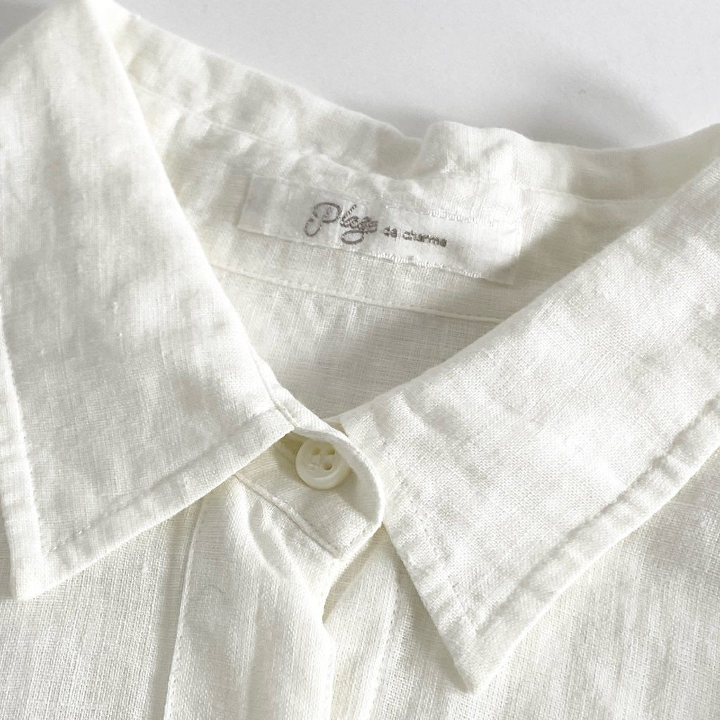 14d7 plage プラージュ ロングスリーブ リネンシャツ 21-050-922-8020-1-0 size38 ホワイト 長袖 麻 LINEN SHIRT 日本製